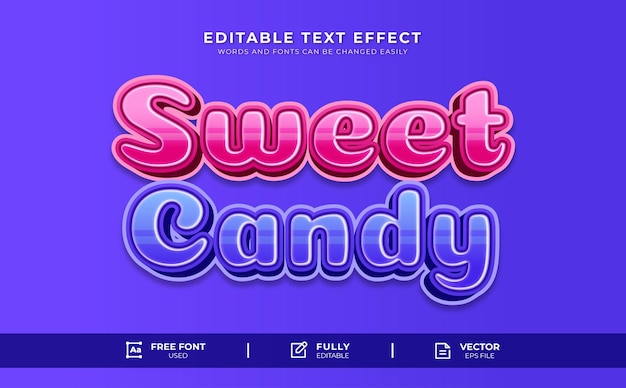 Słodki Cukierek Edytowalny Efekt Tekstowy