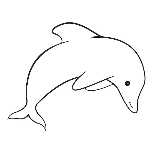 Słodki delfin z kreskówki skaczący delfin z butelkowym nosem uroczy delfin z oceanem