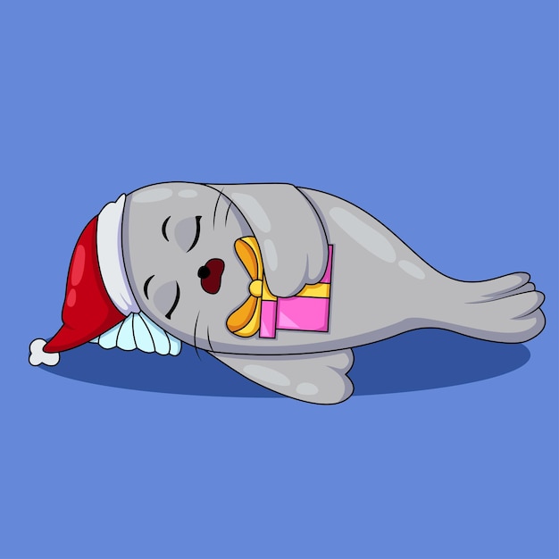 Plik wektorowy słodki dugong z ilustracją prezentów
