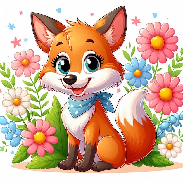 Słodki Fox Zwierzęta Kreskówki Wektor Styl Białe Tło