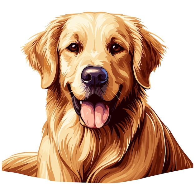 Plik wektorowy słodki golden retriever pies kreskówka wektor styl biały tło