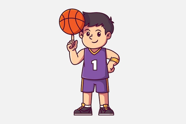 Plik wektorowy słodki gracz koszykówki, postać z kreskówek