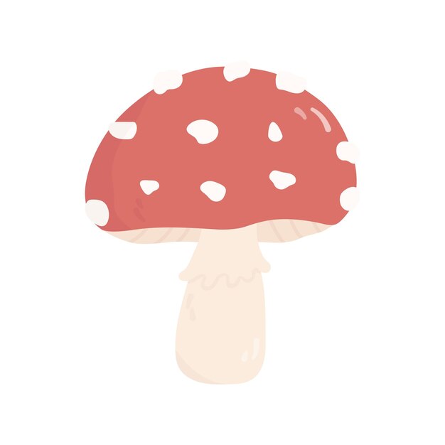 Słodki grzyb w ręcznie narysowanym stylu kreskówki Ilustracja wektorowa amanity w pastelowych kolorach izolowana
