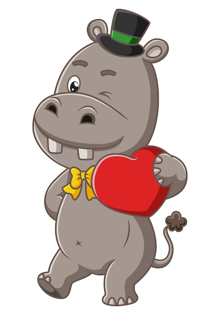Słodki Hipopotam Jest Gotowy Na Walentynkowe Wydarzenie Ilustracji