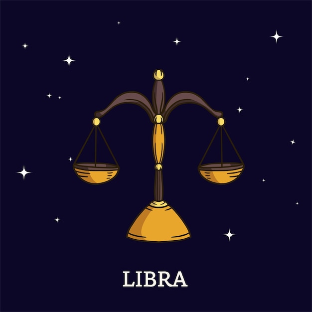 Plik wektorowy słodki horoskop znaki zodiaku ilustracja wektor astrologiczna wróżba rysunek ręczny waga