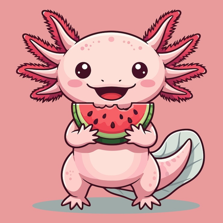 Wektor słodki ilustracja axolotl z kolorowymi skrzelach w wodzie rysunek wektorowy