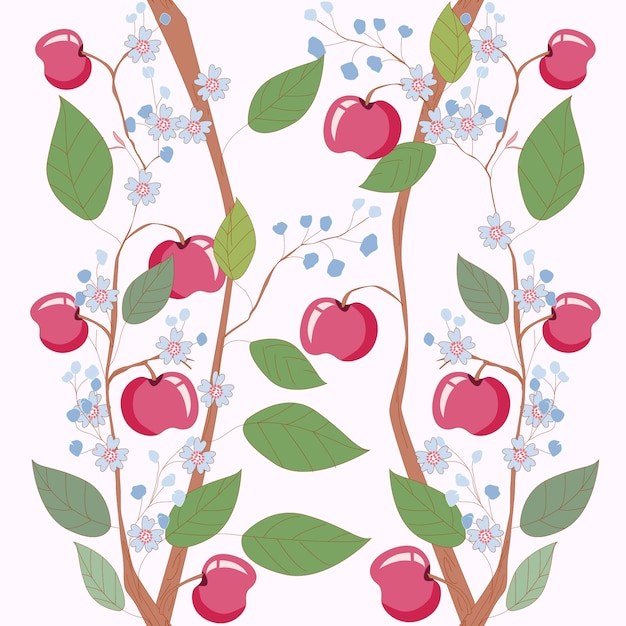 Słodki Jabłko Gałąź Kwiatowy Wzór