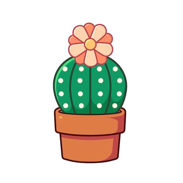 Plik wektorowy słodki kaktus w glinianym garnku w stylu płaskiej ilustracji wektorowych soczysta roślina