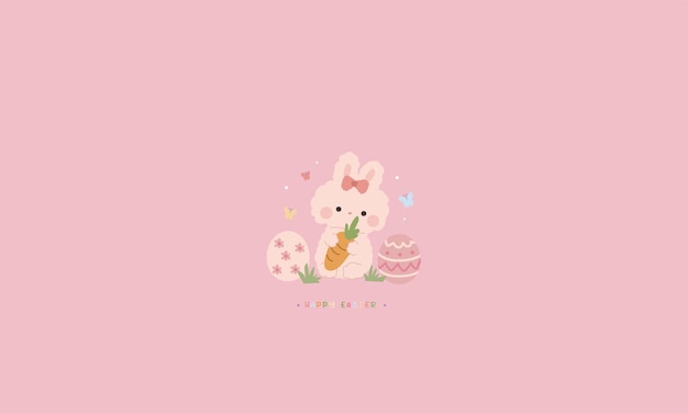 Słodki Kawaii Wielkanocny motyw tapety na komputerze