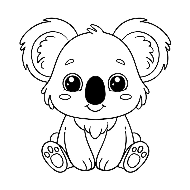 Wektor słodki koala siedzący kreskówka kolorystyka ilustracja wektorowa