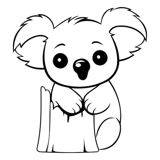 Plik wektorowy słodki koala z kreskówki siedzący na drewnie ilustracja wektorowa