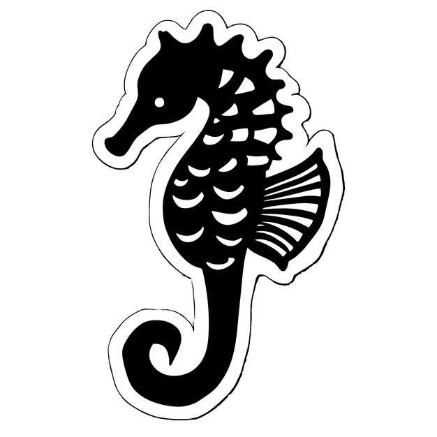 Plik wektorowy słodki konik morski zwierzę morskie ręcznie narysowane płaskie stylowe naklejki kreskówkowe ikonka koncepcja odizolowana