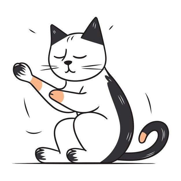 Plik wektorowy słodki kot z kreskówki ilustracja wektorowa izolowana na białym tle