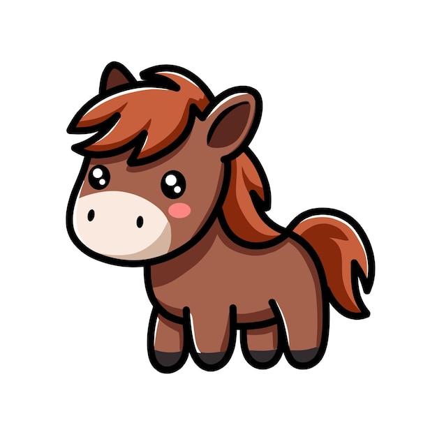 Słodki kreskówkowy koń Clip Art Ilustracja dla dzieci
