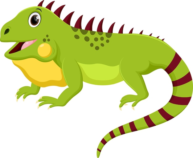 Słodki kreskówkowy leguana odizolowany na białym tle