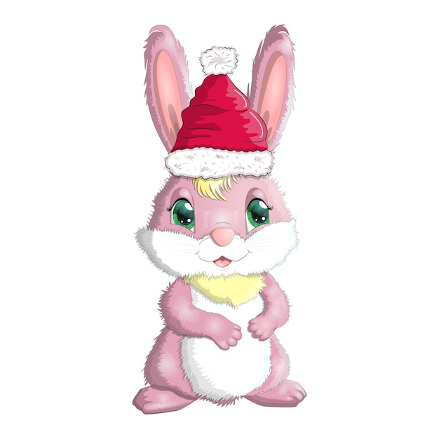 Plik wektorowy słodki króliczek w santa hat zima 2023 boże narodzenie i nowy rok