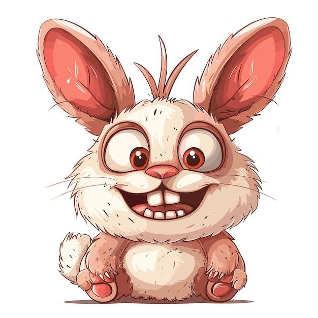 Słodki królik z kreskówek z dużymi oczami i dużymi uszami Ilustracja wektorowa