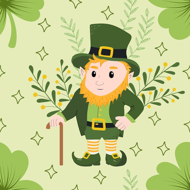 Słodki leprechaun w zielonym garniturze bez szwów.