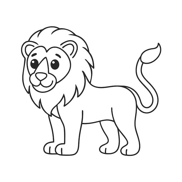Słodki Lion Line Art Wektorowy Ilustracja do malowania Strony