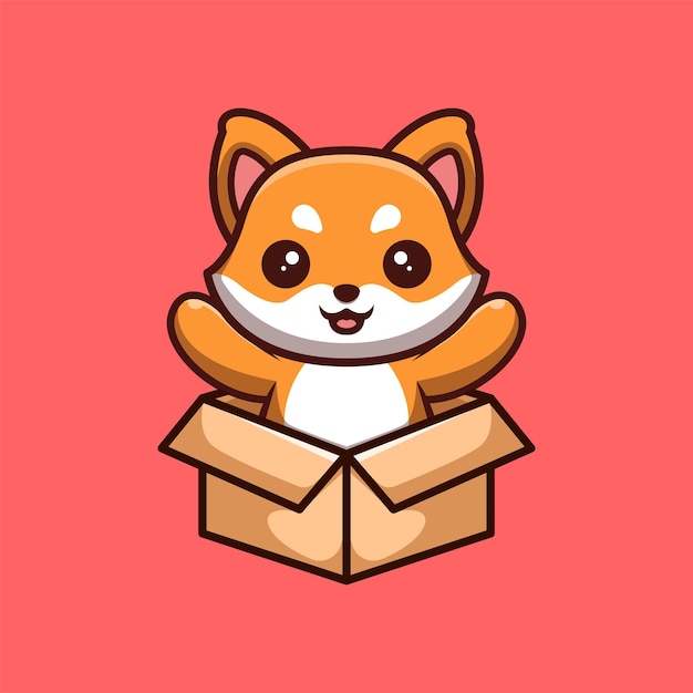 Słodki lis Kawaii kreskówka maskotka logo