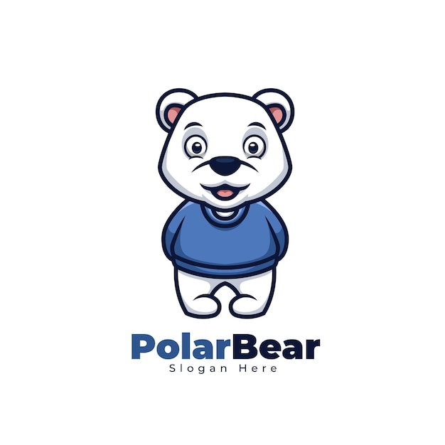 Słodki Miś Polarny Z Logo Maskotki Sweter