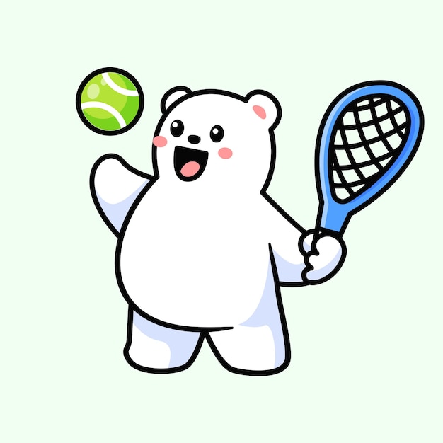 Plik wektorowy słodki niedźwiedź gra w tenisa.