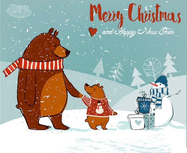 Słodki niedźwiedź świąteczny