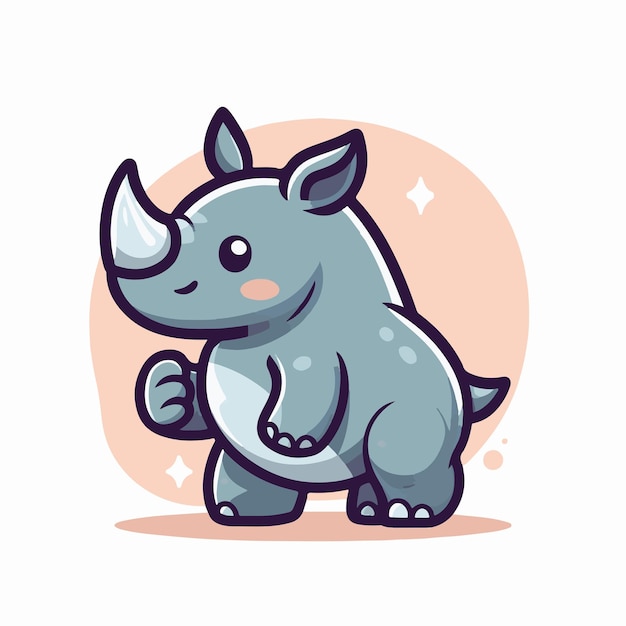 Plik wektorowy słodki nosorożec maskotki rysunki wektorowe rysunki dzikich zwierząt