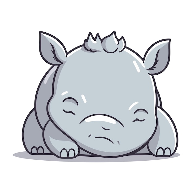 Plik wektorowy słodki nosorożec z kreskówki ilustracja wektorowa izolowana na białym tle