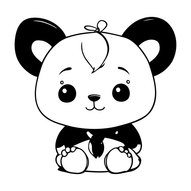 Plik wektorowy słodki panda baby kawaii znak ikona wektorowy projekt ilustracji