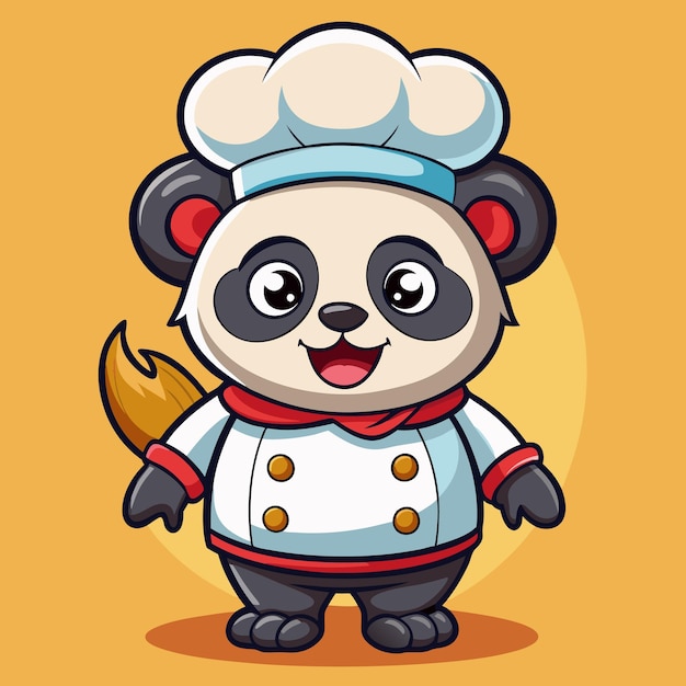Słodki panda szef kuchni, postać z kreskówek