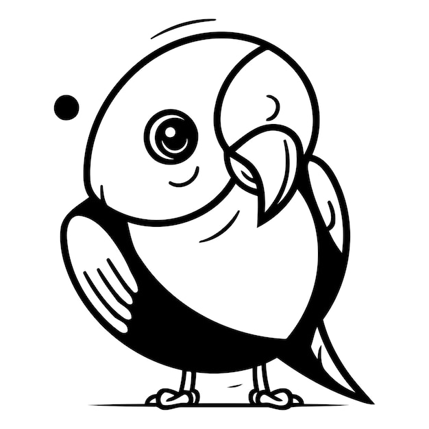 Słodki Papuga Z Kreskówki Ilustracja Wektorowa Izolowana Na Białym Tle