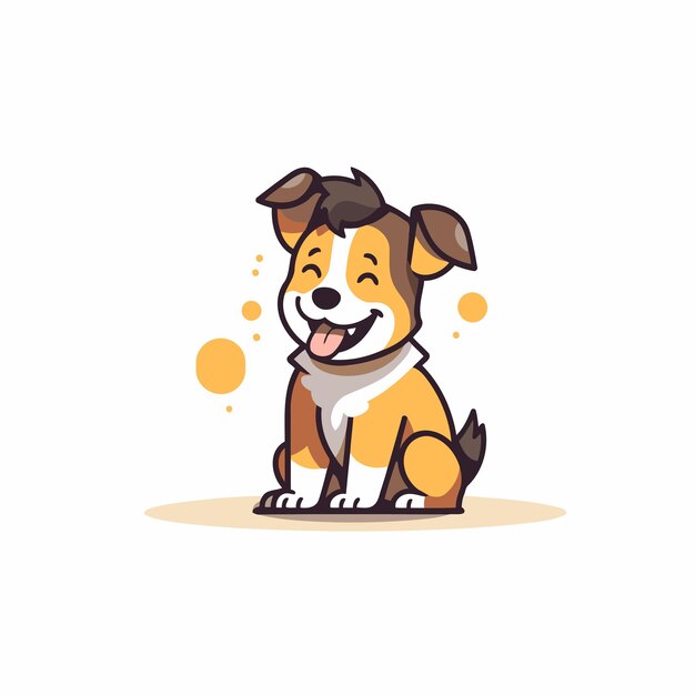 Plik wektorowy słodki pies siedzący i uśmiechnięty ilustracja wektorowa w stylu kreskówki