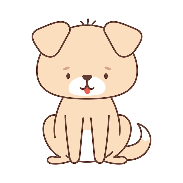 Plik wektorowy słodki pies w stylu kawaii słodkie zwierzęta w stylu kawaii rysunki dla dzieci izolowany wektor