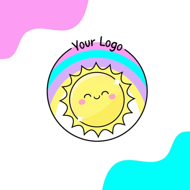 Słodki projekt logo słońce i tęcza