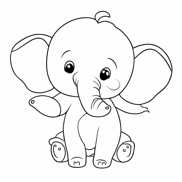 Plik wektorowy słodki, ręcznie narysowany słoniak z kreskówki, naklejka, ikona, koncepcja, izolowana ilustracja