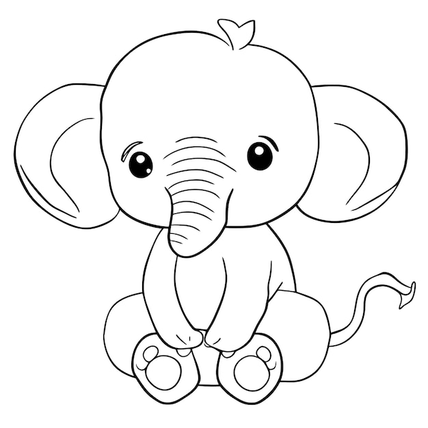 Plik wektorowy słodki, ręcznie narysowany słoniak z kreskówki, naklejka, ikona, koncepcja, izolowana ilustracja