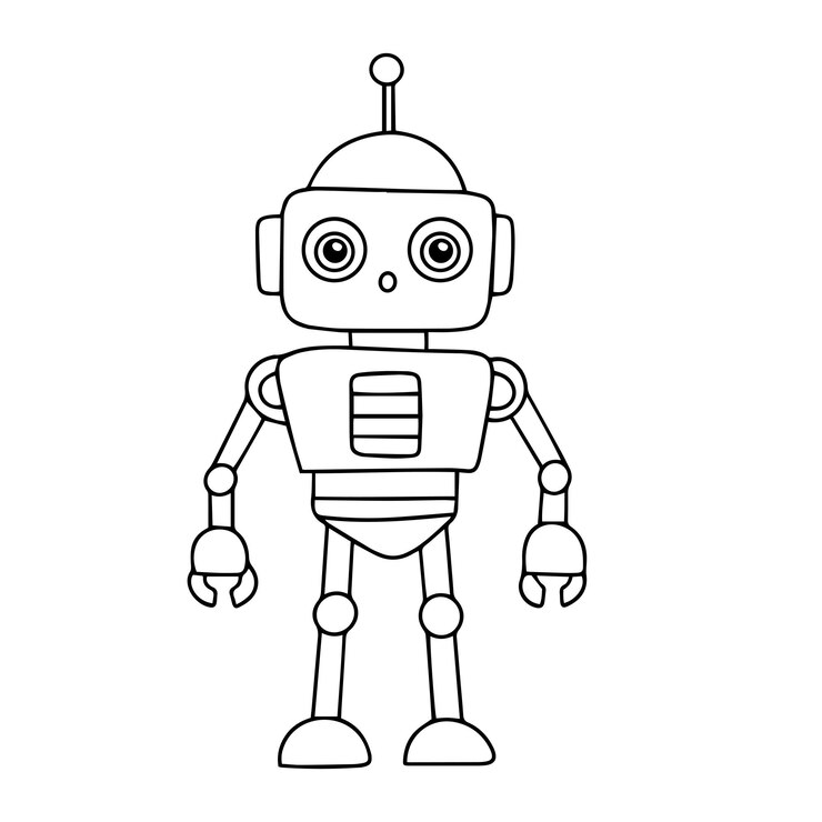 Wektor słodki retro robot w stylu doodle ręcznie narysowana sztuka wektorowa