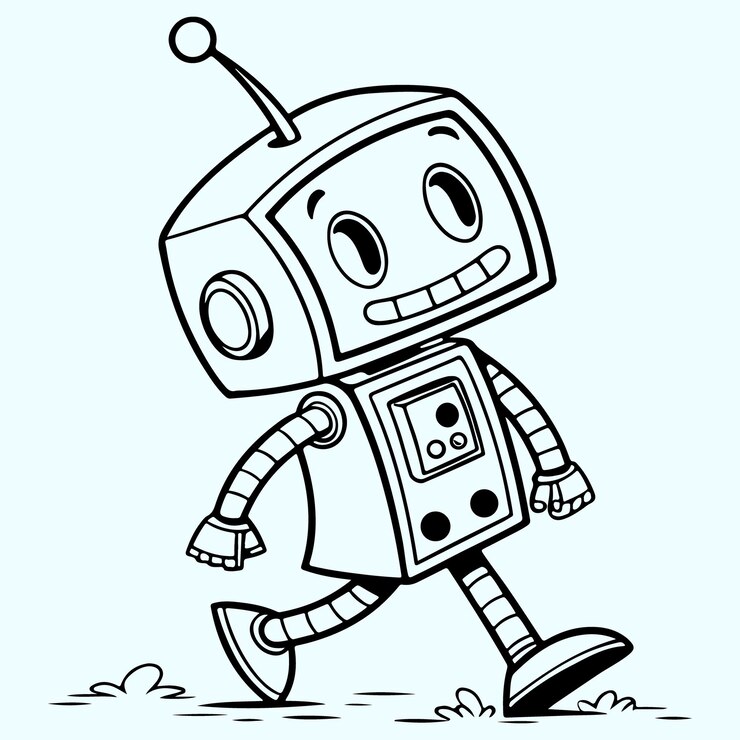 Słodki retro robot z kreskówek