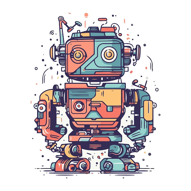 Słodki Robot Ilustracja Wektorowa Robot Kreskówkowy Słodki Robot