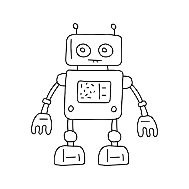 Słodki robot w stylu kreskówki z dziecinną ilustracją wektorową