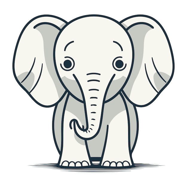 Plik wektorowy słodki rysunek wektorowy słonia z kreskówki izolowany na białym tle