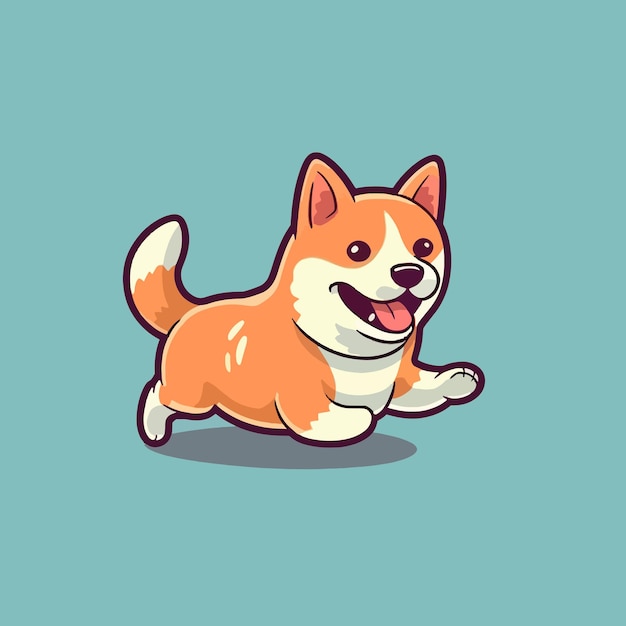 Słodki Shiba Inu pies biega ścigający ilustrację wektorową