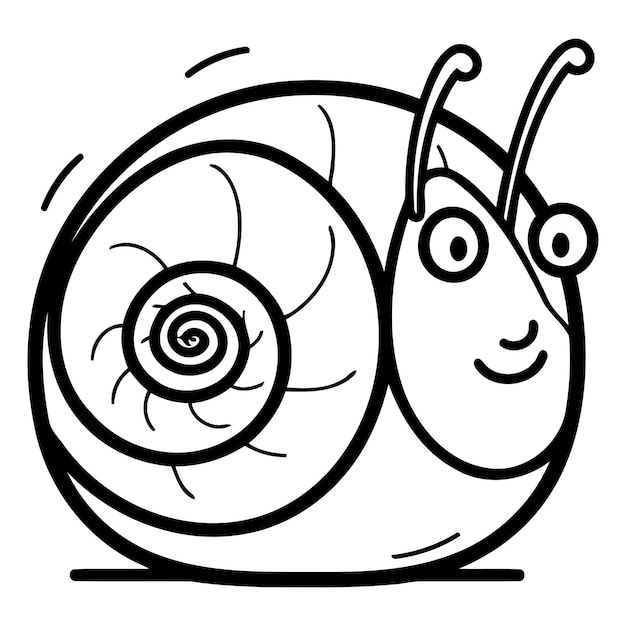 Słodki ślimak Z Kreskówki Ilustracja Wektorowa Izolowana Na Białym Tle