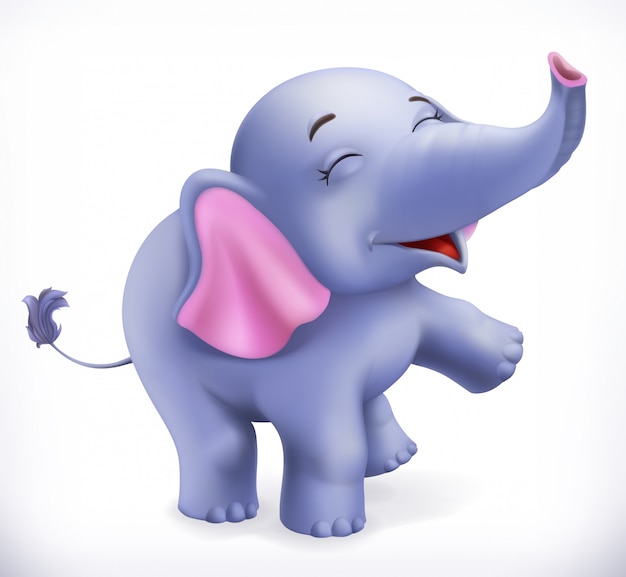 Plik wektorowy słodki słoń, postać z kreskówki. śmieszne zwierzęta