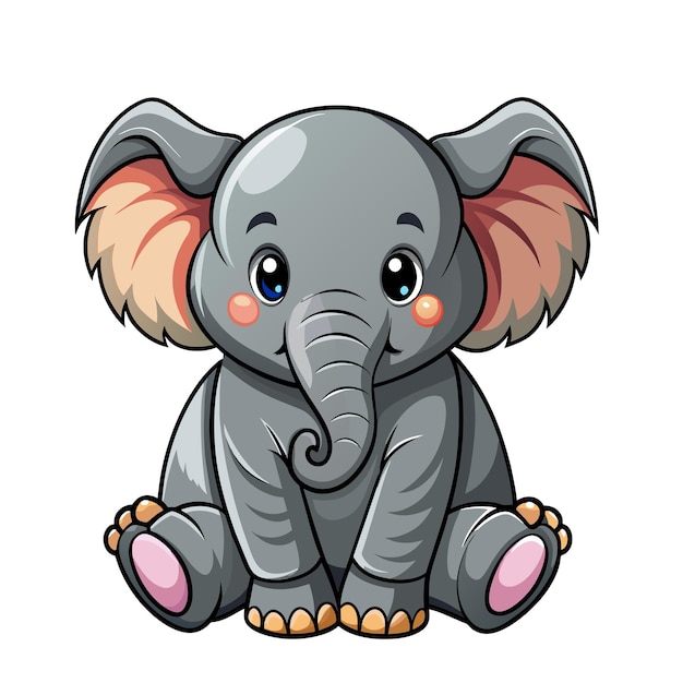 Plik wektorowy słodki słoniak z kreskówki siedzący
