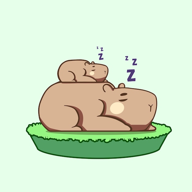 Plik wektorowy słodki śpiący kapybara