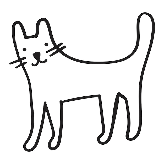 Plik wektorowy słodki stojący kot ręcznie narysowana ilustracja wektorowa na białym tle