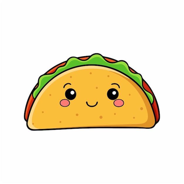 Słodki styl kreskówki Szczęśliwa maskotka Taco z słodkimi oczami i ekspresyjnymi ustami