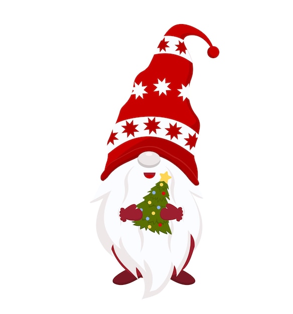 Słodki święty Mikołaj Z Ilustracją Wektorową Drzewka Bożego Narodzenia